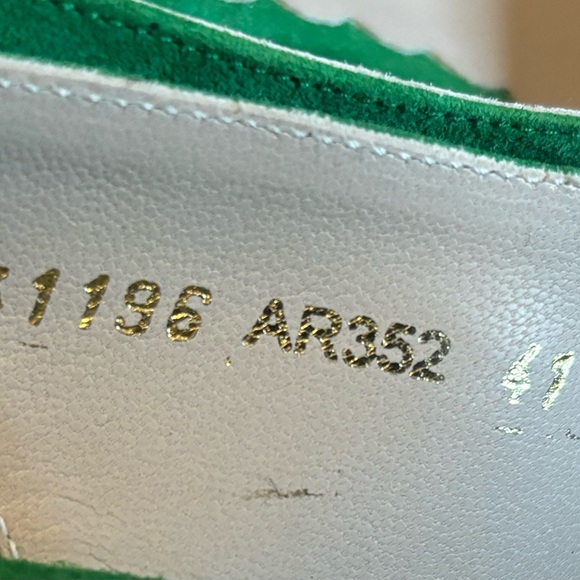 Boden Green Suede Slingback Heels with Multicolor Gem Accents - Picture 12 of 13